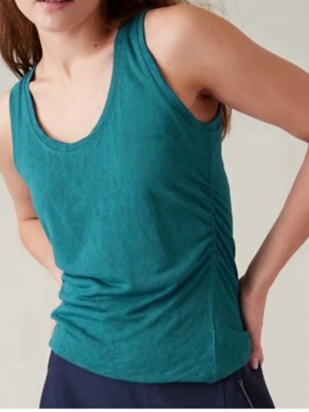 Athleta Teal Ruched Tank Top